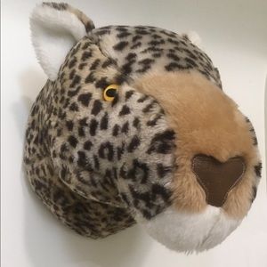 Vintage soft stuff plush cheetah head wall decor